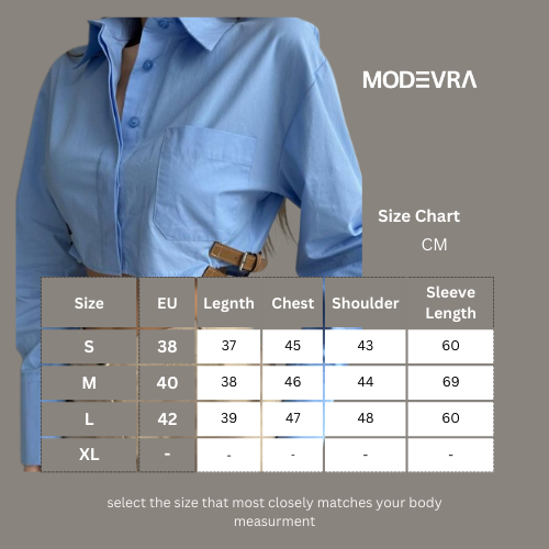 Short Sky-Blue Shirt With a Waist Belt