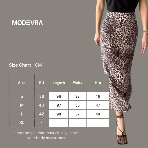 Long Satin Skirt With A Leopard Print