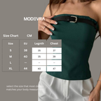 Green Strapless Belted Top