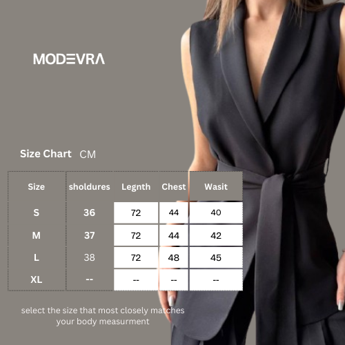 Long black cut blazer with a waist belt