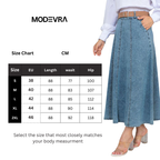 Blue Denim Skirt with Natural Woven Belt