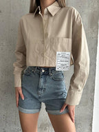 Beige Cropped Shirt