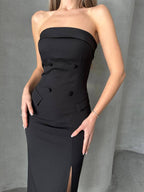 Black Strapless Blazer Dress
