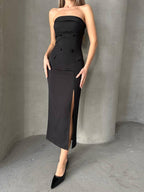 Black Strapless Blazer Dress
