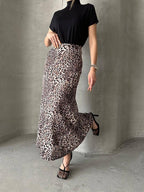 Tiger Print Satin Skirt