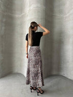 Tiger Print Satin Skirt