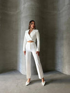 High-Waisted Straight Cotton Pants