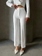 High-Waisted Straight Cotton Pants