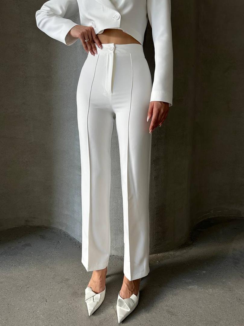 High-Waist Straight Cotton Pants