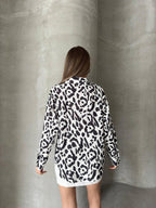 White and black Leopard Print Satin Shirt – Elegant Statement Look