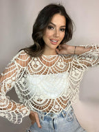 Off-White Crochet Lace Top