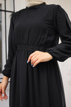 Black Chiffon Layered Dress