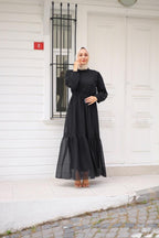 Black Chiffon Layered Dress