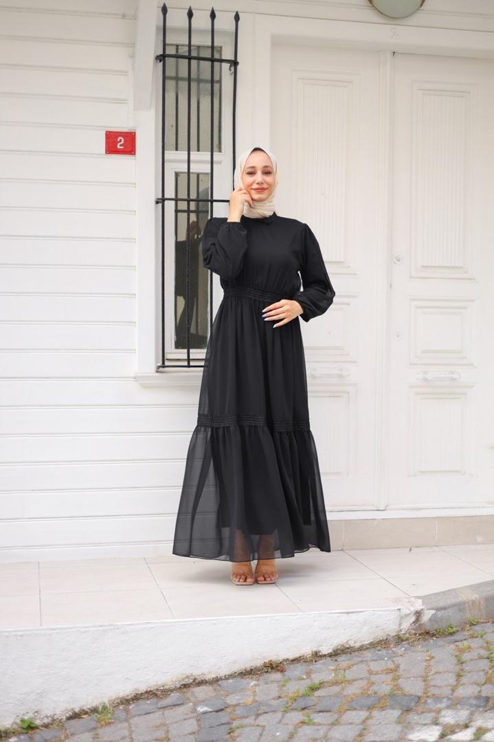 Black Chiffon Layered Dress