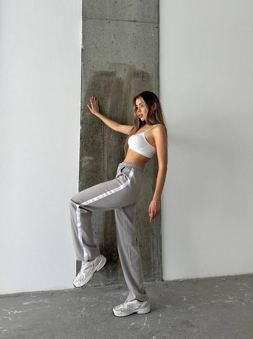 Gray Sport Pants with White stripes