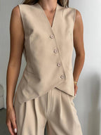Beige Tailored Vest – Minimal Elegant Fit