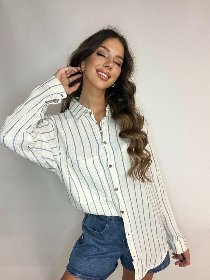 White Shirt With Blue Stripes